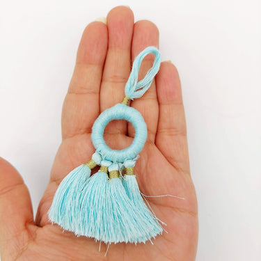 Set of 2 Blue Hoop Tassels, Indian Tassels, Boho Chic Tassels